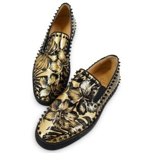 CHRISTIAN LOUBOUTIN PATENT PIK BOAT MEN'S LOAFERS size 43